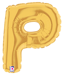Betallic Mylar & Foil Gold Letter P (requires heat-sealing) 7″ Balloon