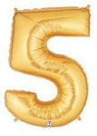 Gold Number 5 34″ Balloon
