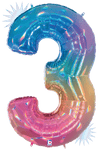 Betallic Mylar & Foil Rainbow Opal Number 3 40″ Balloon