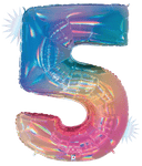 Betallic Mylar & Foil Rainbow Opal Number 5 40″ Balloon