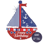 Sailboat Happy Birthday Giant 37" Tall Boat Balloon