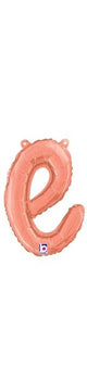 Script Cursive Balloon Letter E Rose Gold