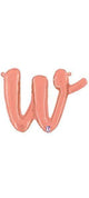 Script Cursive Balloon Letter W Rose Gold