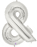 Betallic Mylar & Foil Silver Ampersand & Symbol 40″ Balloon