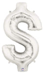 Betallic Mylar & Foil Silver Dollar Sign 40″ Balloon