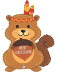 Betallic Mylar & Foil Thanksgiving Give Thanks Squirrel 32" Balloon