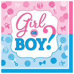 Boy or Girl? Gender Reveal Beverage Napkins by Amscan from Instaballoons