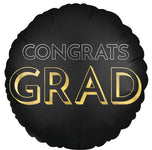 Congrats Grad Satin Black Gold 28″ Foil Balloon by Anagram from Instaballoons