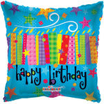 Birthday Blow Candles Square 18″ Balloon