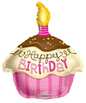 Convergram Mylar & Foil Birthday Cupcake Pink 18″ Balloon