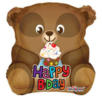 Convergram Mylar & Foil Cute Bear With Cupcake 18″ Balloon