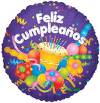 Convergram Mylar & Foil Feliz Cumpleaños Pastel & Serpentinas De Fiesta 18″ Balloon