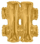 Convergram Mylar & Foil Gold Pound Sign (Hashtag) 34″ Balloon