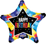 Convergram Mylar & Foil Happy Birthday Bright Colorful Stars 18″ Balloon