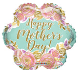 Convergram Mylar & Foil Happy Mother's Day Flowers & Gold Letters 18″ Balloon