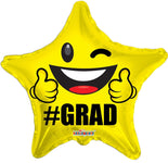 Convergram Mylar & Foil Hashtag Grad Yellow Smiley Star 18″ Balloon