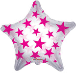 Convergram Mylar & Foil Pink Clear Star With Colored Star Pattern 22″ Balloon