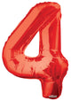 Red Number 4 Balloon 34"
