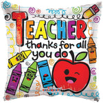 Convergram Mylar & Foil Teacher Thanks For All You Do Crayons 18″ Balloon
