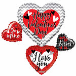 Convergram Mylar & Foil Valentine Many Hearts Cluster 36″ Balloon