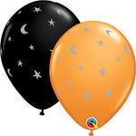 Crescent Moon Stars Halloween 11″ Latex Balloons by Qualatex from Instaballoons