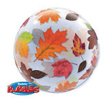 Falling Autumn Leaves Bubble 22″ Foil Balloon by Qualatex from Instaballoons