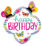 Happy Birthday Colorful Butterflies 30″ Foil Balloon by Betallic from Instaballoons
