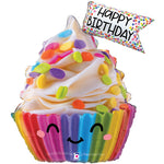 Happy Birthday Cute Cupcake 31″ Foil Balloon by Betallic from Instaballoons