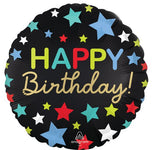 Happy Birthday Satin Stars Foil Balloon by null from Instaballoons