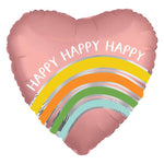 Happy Happy Happy Peace Love Stripes 18″ Foil Balloon by Anagram from Instaballoons