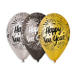 Happy New Year Metallic 12″ Latex Balloons by Gemar from Instaballoons