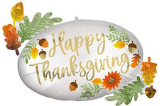 Happy Thanksgiving Satin Oval Marquee 32″ Foil Balloon by Anagram from Instaballoons
