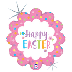 Holographic Flower Happy Easter 18″ Foil Balloon by Betallic from Instaballoons
