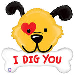 I Dig You Dog Bone 40″ Foil Balloon by Betallic from Instaballoons