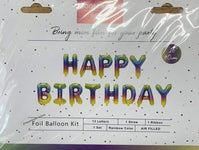 Imported Mylar & Foil Happy Birthday 16″ Rainbow Balloon Banner Set