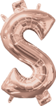 Rose Gold Symbol Dollar Sign $ Symbol 16" Balloon