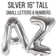 Silver 16" Small Balloon Letters and Numbers