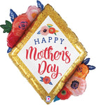 Mother's Day Floral Diamond 28″ Foil Balloon by Betallic from Instaballoons