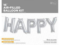 Northstar Mylar & Foil 16" Silver Happy Self Sealing Air Filled Foil Balloons