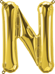 Northstar Mylar & Foil Gold Letter N 16" Balloon