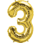 Northstar Mylar & Foil Gold Number 3 (Three) 34" Balloon