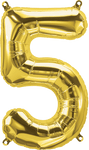 Northstar Mylar & Foil Gold Number 5 (Five) 16" Balloon