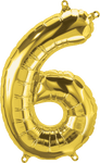 Northstar Mylar & Foil Gold Number 6 (Six) 16" Balloon