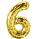 Northstar Mylar & Foil Gold Number 6 (Six) 34" Balloon