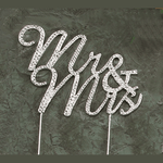 NST Mr. & Mrs. Rhinestone Silver Cake Topper  4.5″ W x 3.5″ H