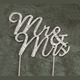Mr. & Mrs. Rhinestone Silver Cake Topper 4.5″ W x 3.5″ H