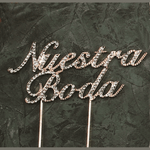 NST Nuestra Boda Rhinestone Gold Cake Topper  6.5″ W x 5″ H