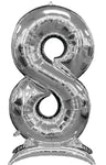 Number 8 Silver Standing 50″ Foil Balloon by Anagram from Instaballoons