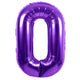 Purple Number 0 Metallic 34″ Balloon