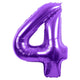 Purple Number 4 Metallic 34″ Balloon